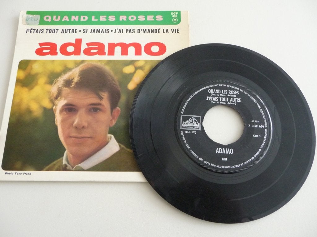 ep ADAMO - QUAND LES ROSES - HMV RECORDS, 1964, Gebruikt, Overige genres, 7 inch, Ophalen of Verzenden