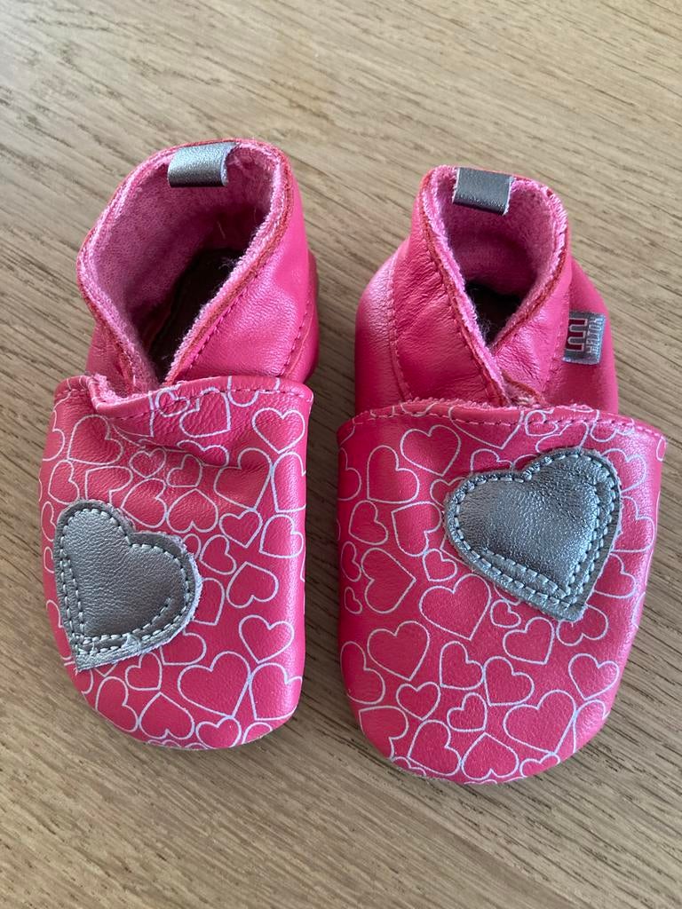 Melton babyslofjes roze met hartjes 0-6 maanden, Slofjes, Meisje, Ilewap, Ophalen of Verzenden