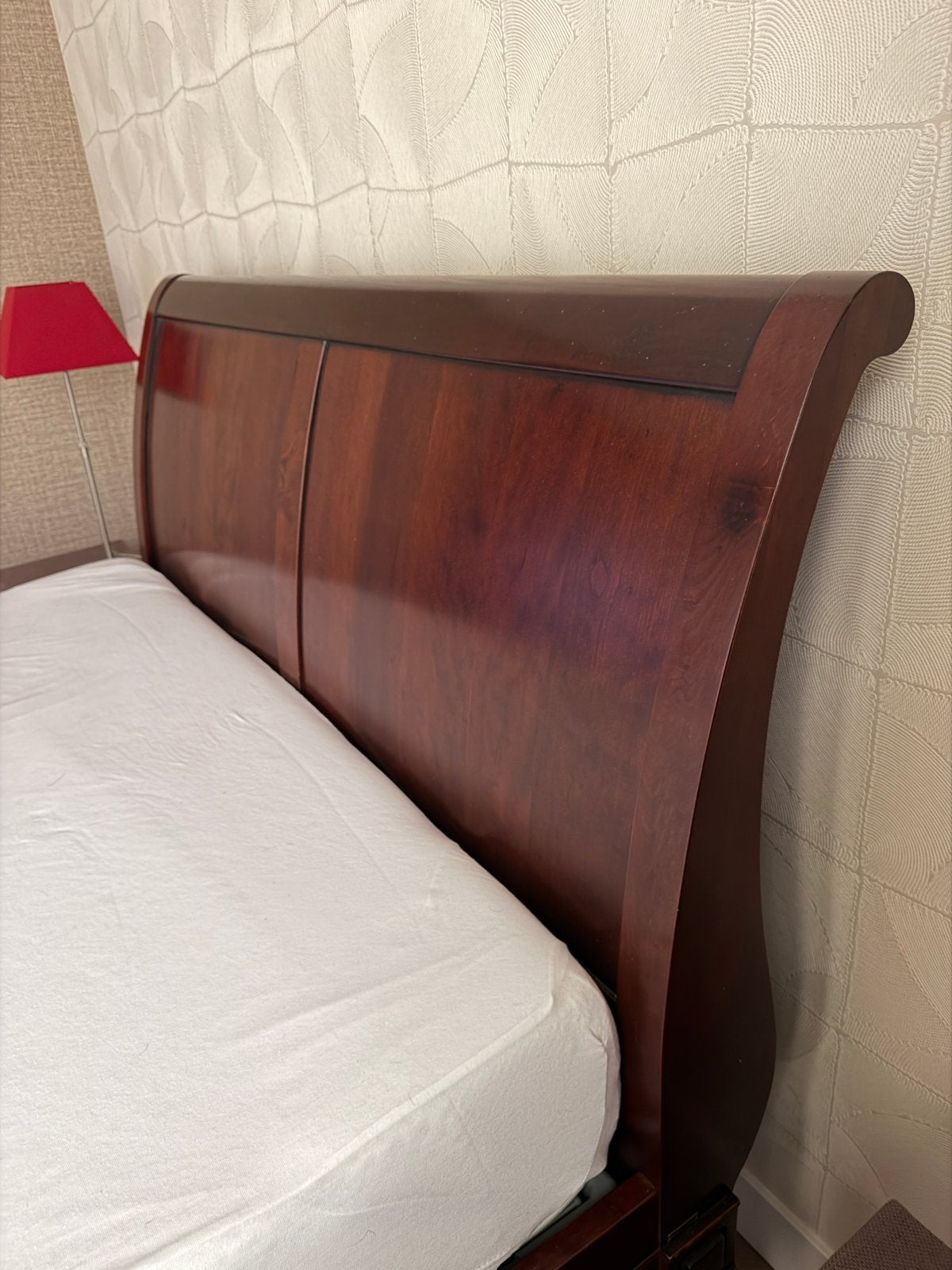 Extra hoog kersenhouten bed ombouw 160x200 cm, zeer netjes, Huis en Inrichting, Slaapkamer | Bedden, Ophalen, Bruin, Tweepersoons