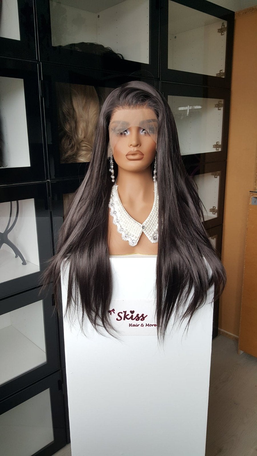 Luxe Lace Pruik: Donker bruin - Stijl - 75cm, Ophalen of Verzenden, Nieuw, Pruik of Haarverlenging