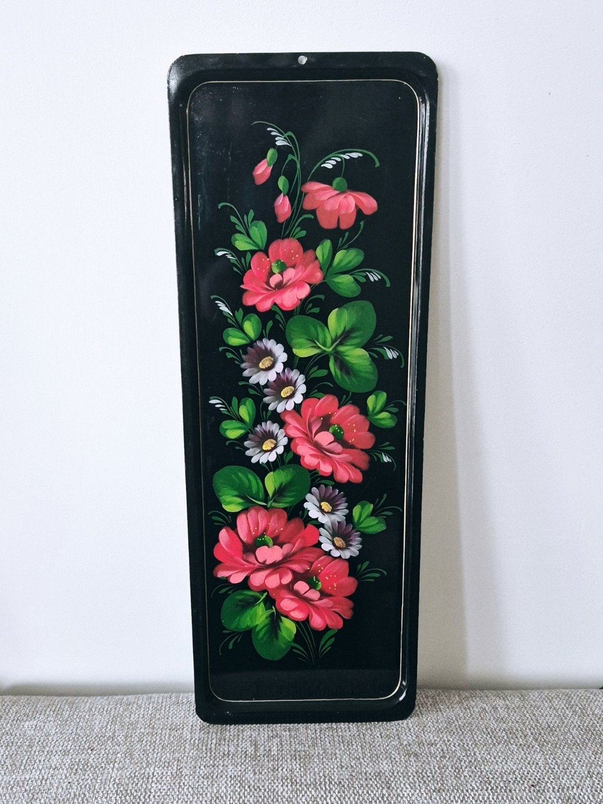 Russisch handgeschilderd metalen dienblad met bloemen, Ophalen of Verzenden