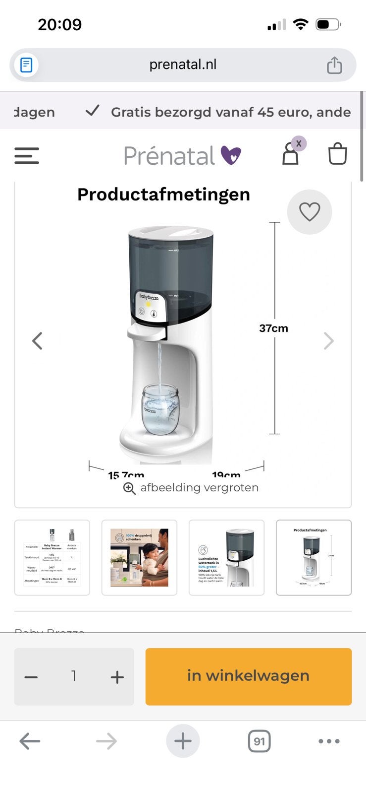 Baby Brezza instant warmer zgan, Ophalen, Zo goed als nieuw, Overige typen