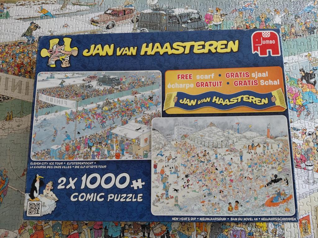 Jan van Haasteren 2 x 1000 Elfstedentocht en Nieuwjaarsduik, Hobby en Vrije tijd, Denksport en Puzzels, Ophalen of Verzenden, 500 t/m 1500 stukjes