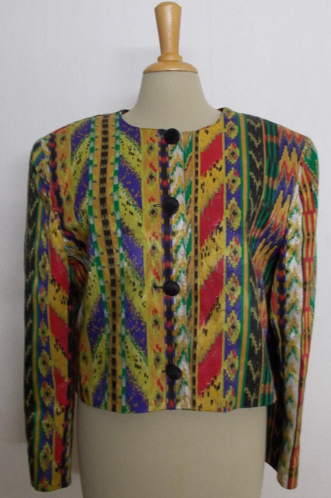 Folklore/vintage/boho/Ibiza fleurig print jasje! L, Maat 42/44 (L), Zo goed als nieuw, Jasje, Meerkleurig