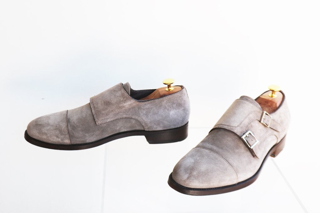Exclusief! Suède Santoni Goodyear dubbele monks in 8 F = 42, Kleding | Heren, Overige kleuren, Santoni Goodyear, Ophalen of Verzenden