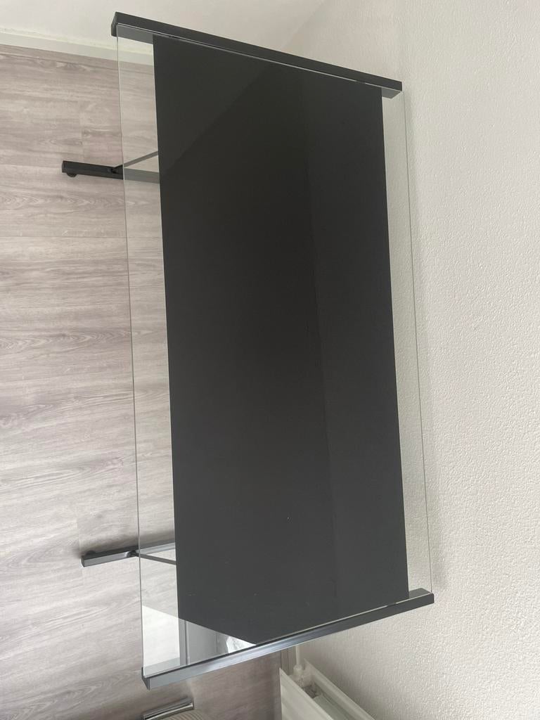 Black glass study desk 73x110x60, Ophalen, Zwart, Opzetstuk, 110 cm