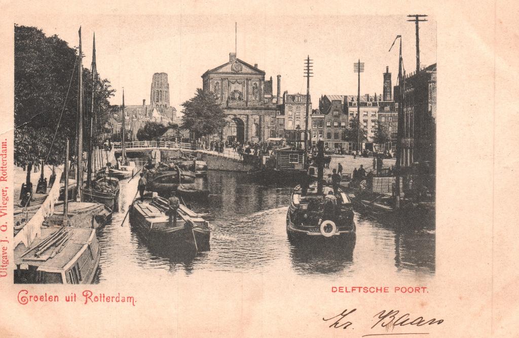 Groeten uit Rotterdam, Delftsche Poort (Rond 1900) 127844, Ophalen of Verzenden, Voor 1920, Ongelopen, Zuid-Holland