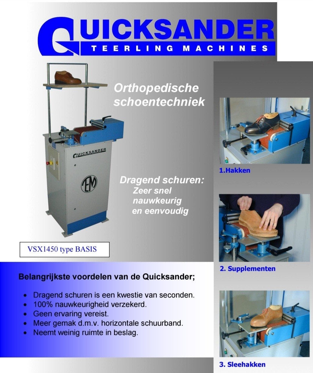 Nieuwe Quicksander Orthopedische Vlakschuurmachine VSX1450 B, Ophalen