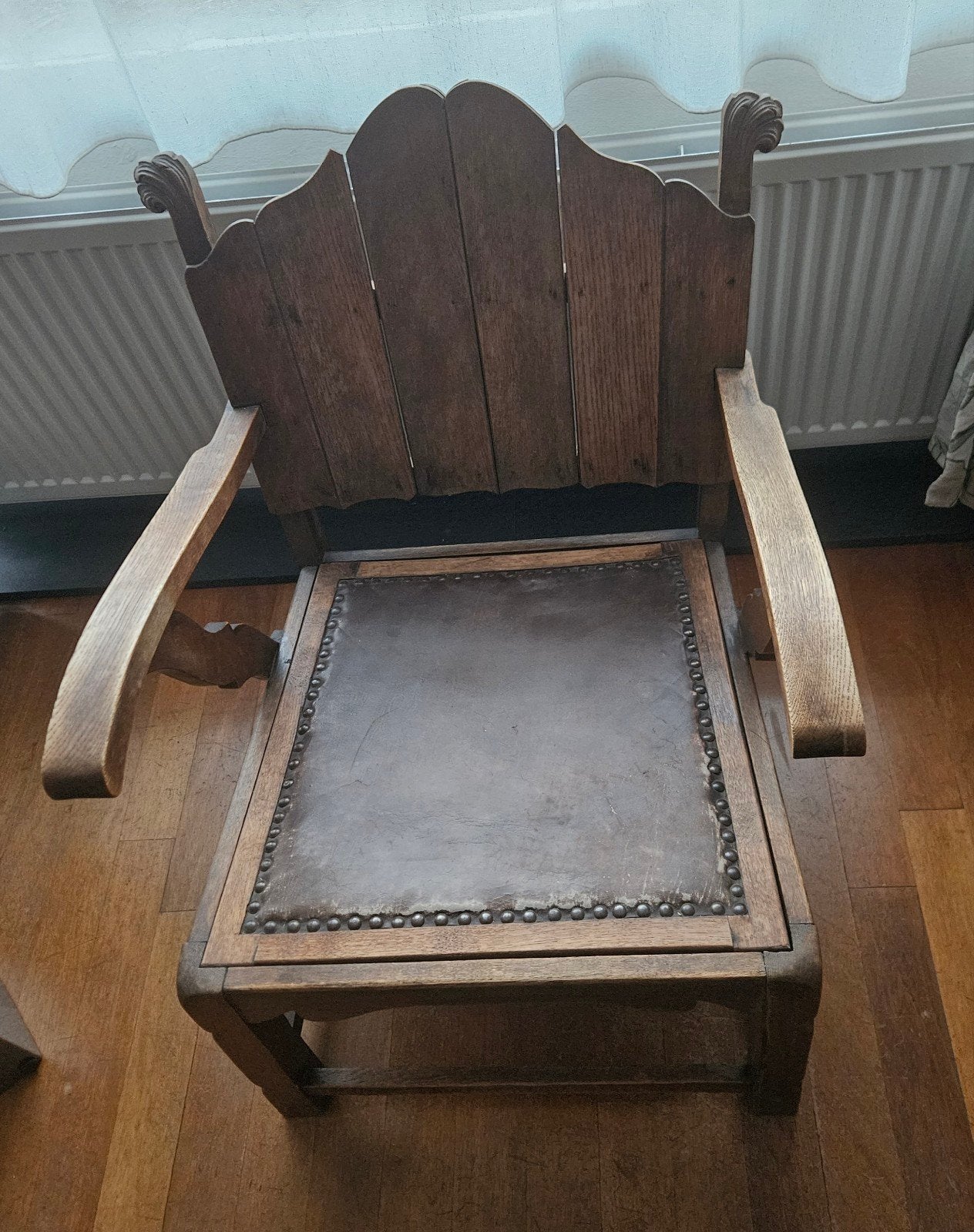 Antieke Eikenhouten Armstoel / Kloosterstoel (ca. 1900), Ophalen