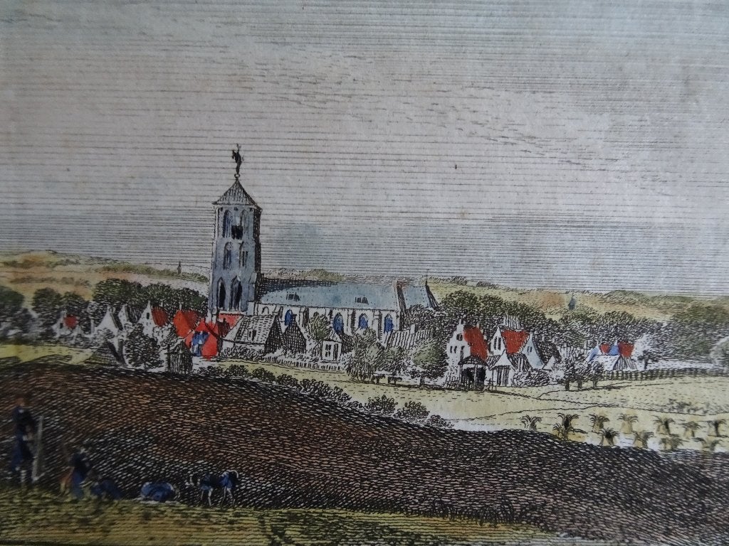 gravure kleur Lochem boekenstad Bredevoort H. Spilman 1743, Antiek en Kunst, Stadsgezicht, Ophalen of Verzenden, Gravure, Origineel