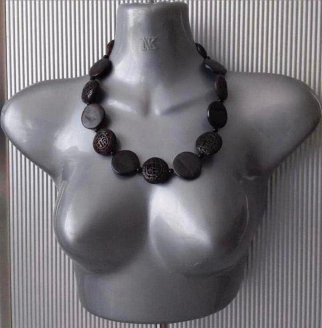 Manouk -  ketting met open kralen. 3=2 actie., Overige materialen, Verstelbaar, Verzenden, Zwart