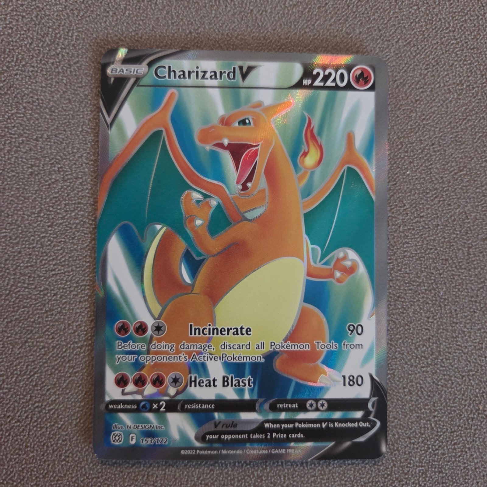 Pokémon Kaart  Charizard V 153/172 (ruilen mogelijk), Ophalen of Verzenden, Nieuw, Losse kaart