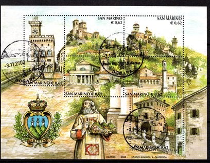gestempelde zegels. San Marino. EURO. jaar 2002, Ophalen of Verzenden, Overige landen, Gestempeld