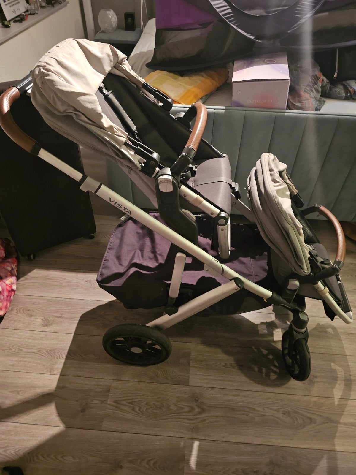 Uppababy vista kinderwagen groen, Kinderen en Baby's, Gebruikt, Combiwagen, Verstelbare duwstang, Ophalen
