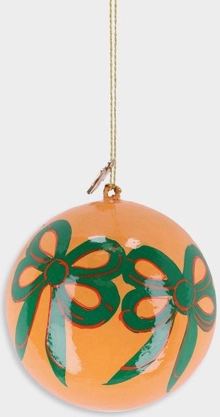 Sissy Boy kerstbal ornament papier maché strik zalm, Diversen, Ophalen of Verzenden, Zo goed als nieuw