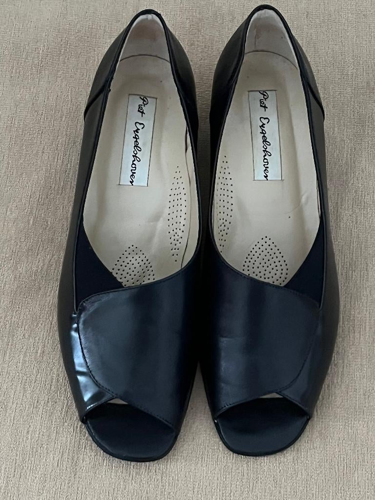 Instapsandalen met open teen, leer, zwart, maat 41, Nieuw, Ophalen of Verzenden, Instappers, Zwart