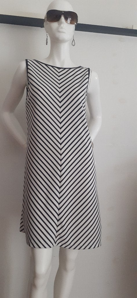 Zomer jurkje Soyaconcept zwart / off white gestreept maat L., Maat 38/40 (M), Soyaconcept, Zwart, Ophalen of Verzenden