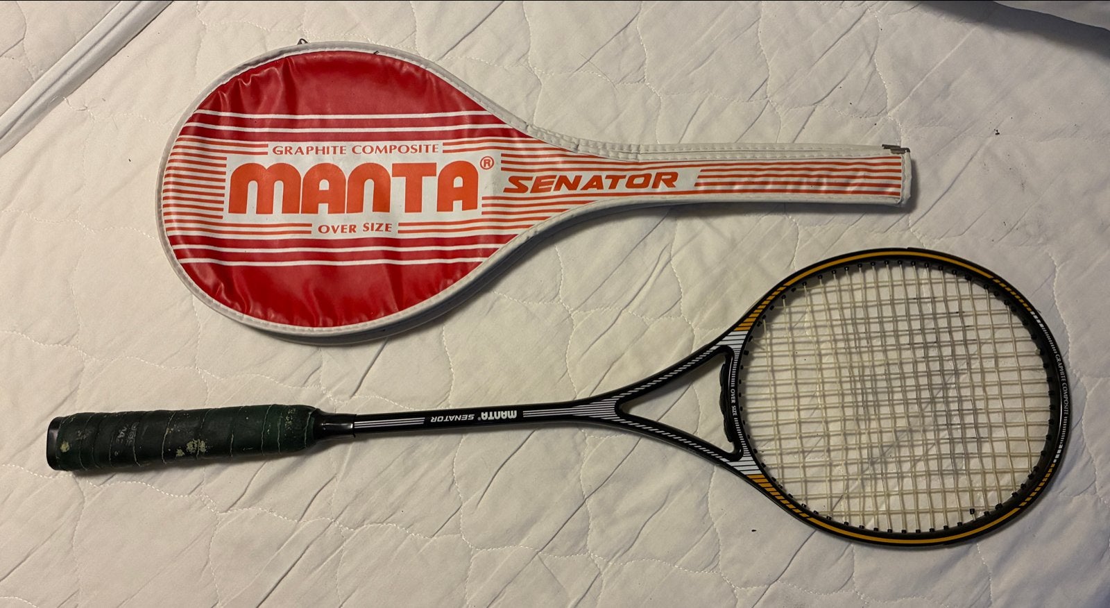 Vintage Manta Senator Squash Racket met hoes, Ophalen, Gebruikt, Racket, Met hoes