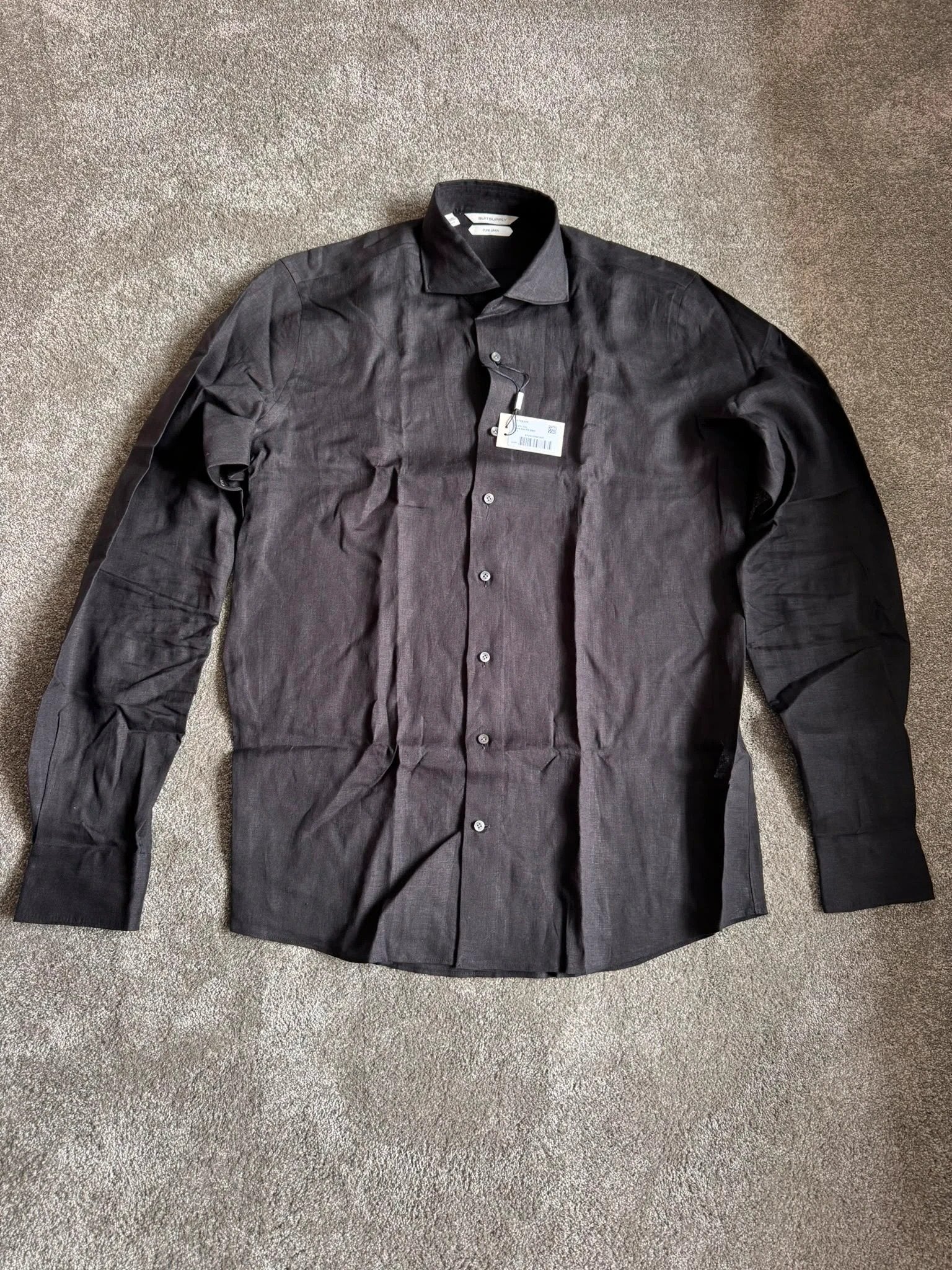 Suitsupply linnen overhemd zwart maat 41/42 - nieuw, Ophalen of Verzenden, Nieuw, Zwart, Halswijdte 41/42 (L)
