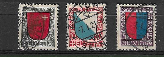 Zwitserland klassiek 1920 Mi. 153/155, Ophalen of Verzenden, Gestempeld