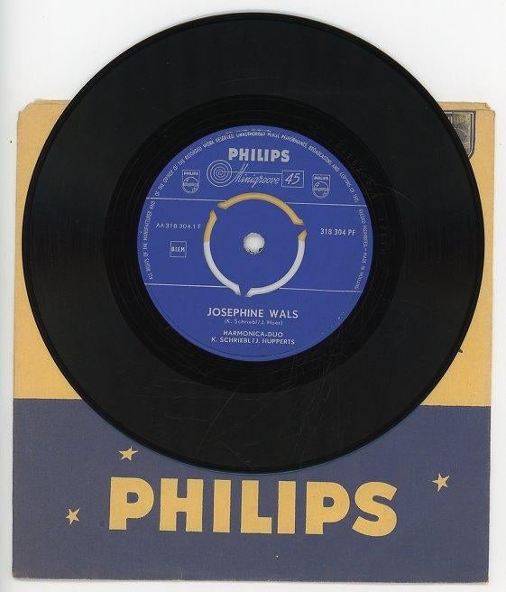 Single van Harmonica Duo K.Schriebl & J. Hupperts- uit 1960, Ophalen of Verzenden, Gebruikt, 12 inch, Levenslied of Smartlap
