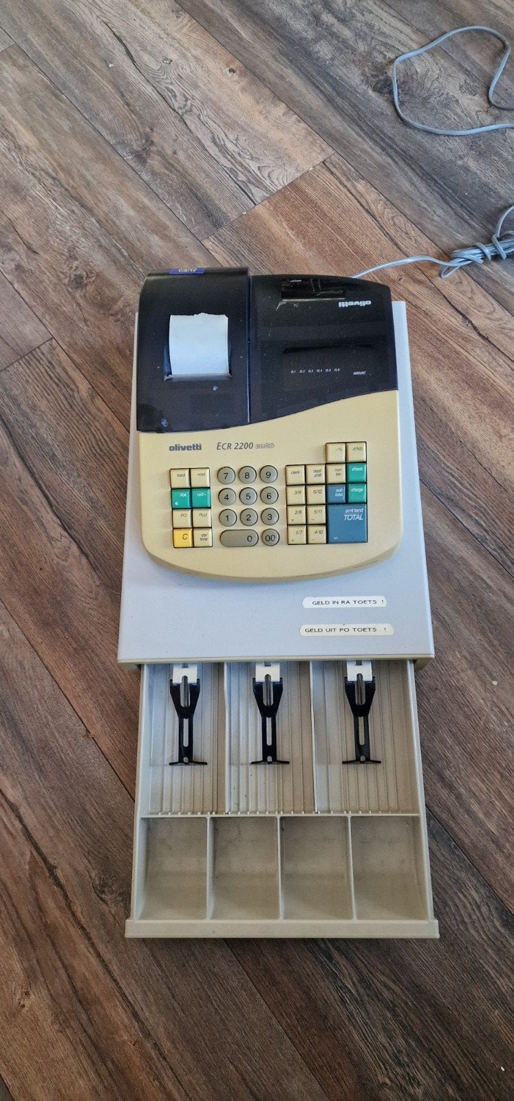 Olivetti ECR 2200 Euro Kassa - Goed Werkend met 3 Lades, Verzamelen, Ophalen of Verzenden