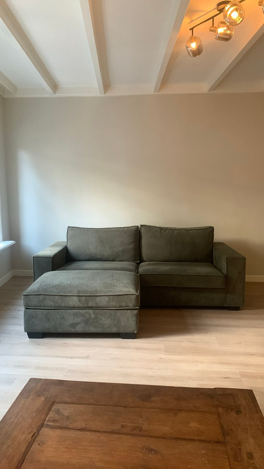 Bank met losse hocker   - Zo goed als nieuw, 100 tot 125 cm, Hoekbank, Ophalen of Verzenden, Zo goed als nieuw
