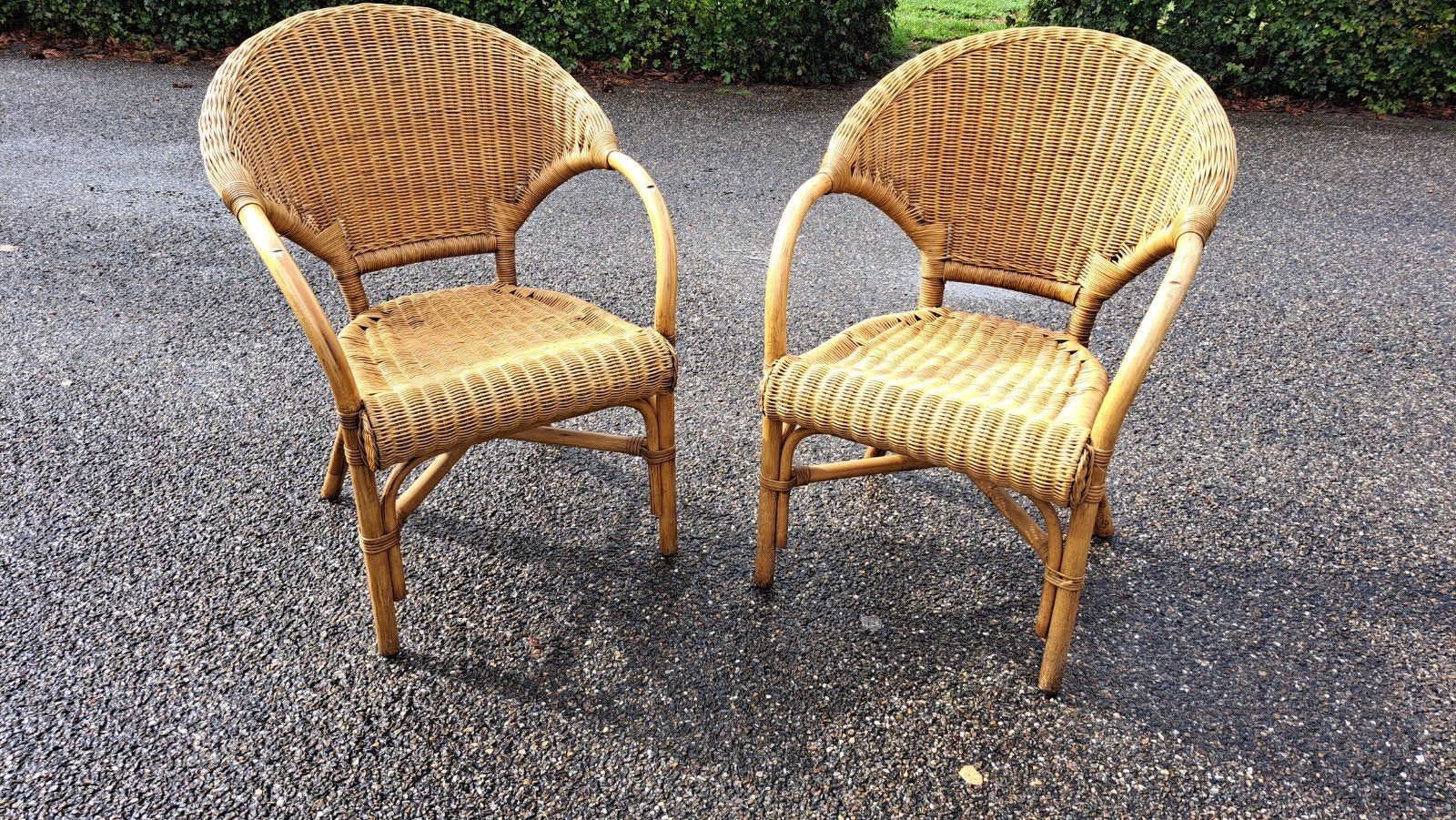 Set van 2 rotan stoelen, Ophalen, Gebruikt, Twee, Bruin