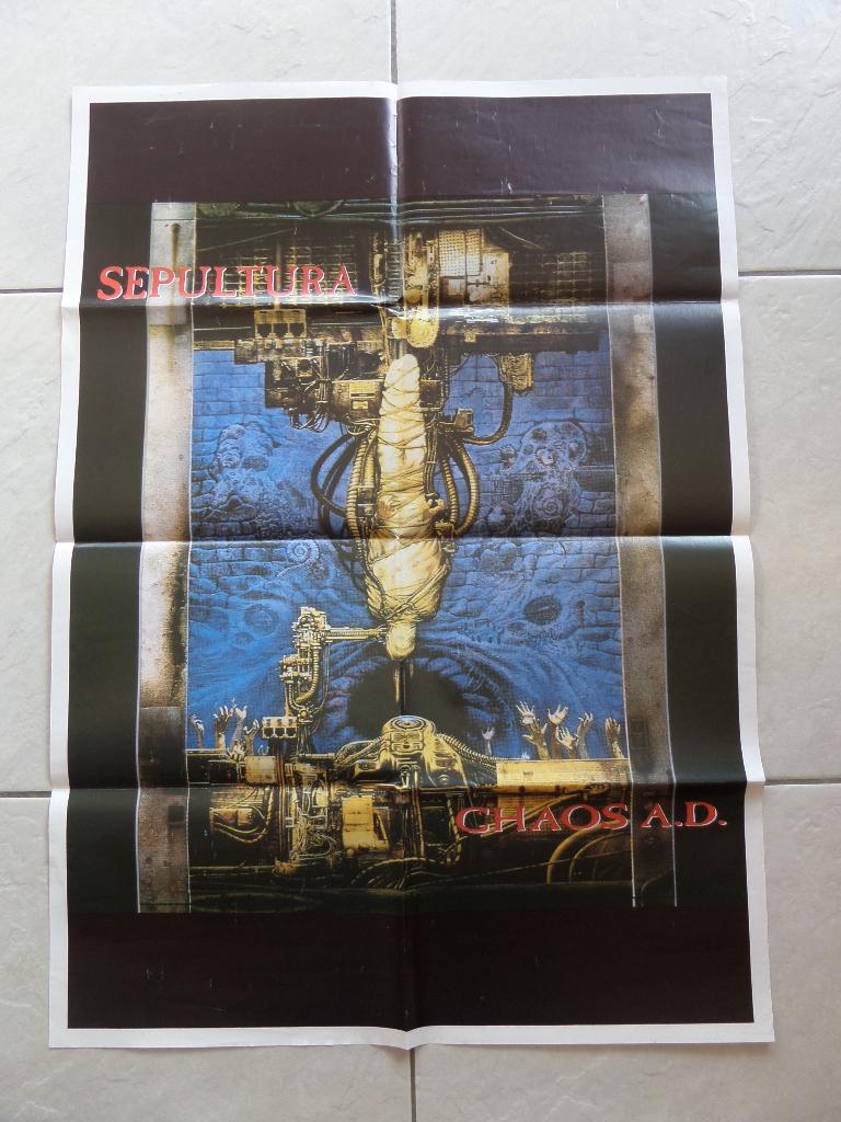 SEPULTURA - chaos AD poster 1993, Rechthoekig Staand, Ophalen of Verzenden, Zo goed als nieuw, A1 t/m A3