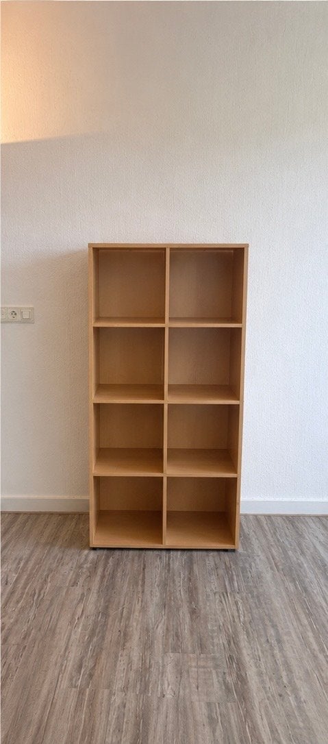 Houten vakkenkast / boekenkast met 8 vakken, Ophalen, Met plank(en), Gebruikt, 50 tot 100 cm