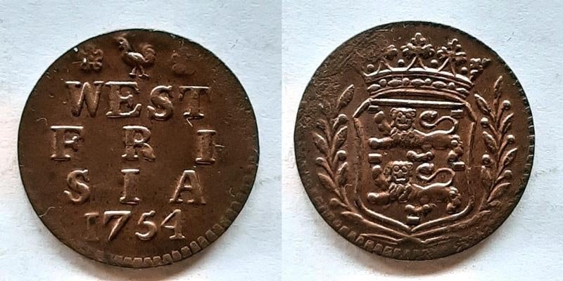 Duit West Frisia 1754 Pr-FDC, Postzegels en Munten, Munten | Nederland, Verzenden, Vóór koninkrijk, Overige waardes