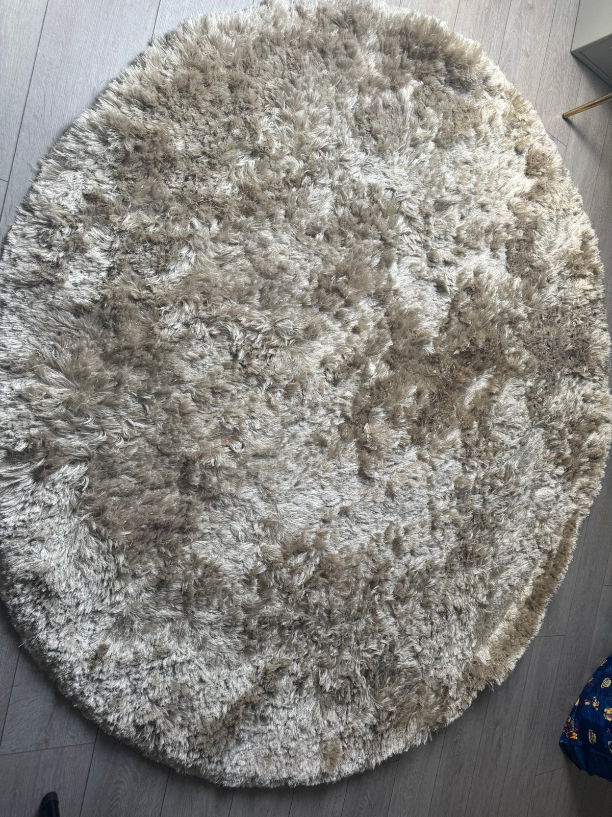 WOOOD Vloerkleed rond 200 cm nougat kleur hoogpolig, Ophalen, Zo goed als nieuw, Rond, 200 cm of meer