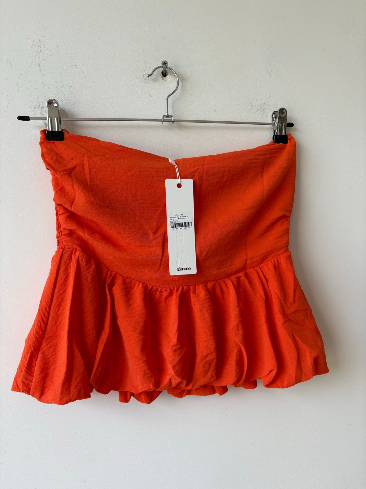 Oranje Strapless Peplum Top - Nieuw met prijskaartje, Nieuw, Oranje, Ophalen of Verzenden, Maat 36 (S)
