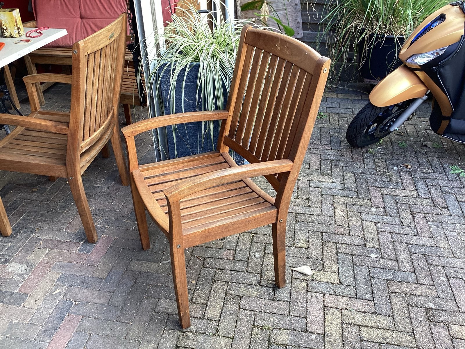Teak houten Allure: 4 stoelen., Ophalen, Gebruikt, Rechthoekig, Teakhout