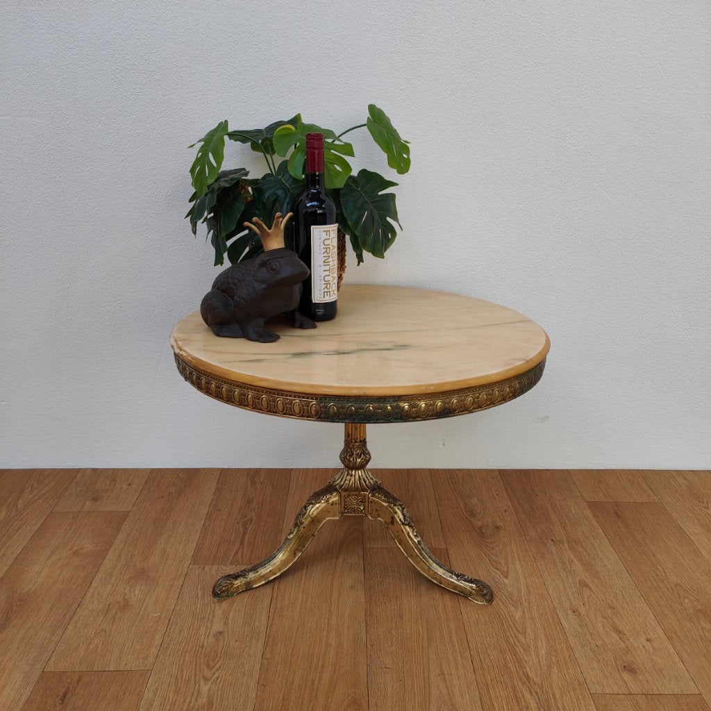 Vintage Ronde Regency salontafel koffietafel marmer blad 503, Valkenswaard, Gebruikt, 100 tot 150 cm, Info@flashbackfurniture.nl