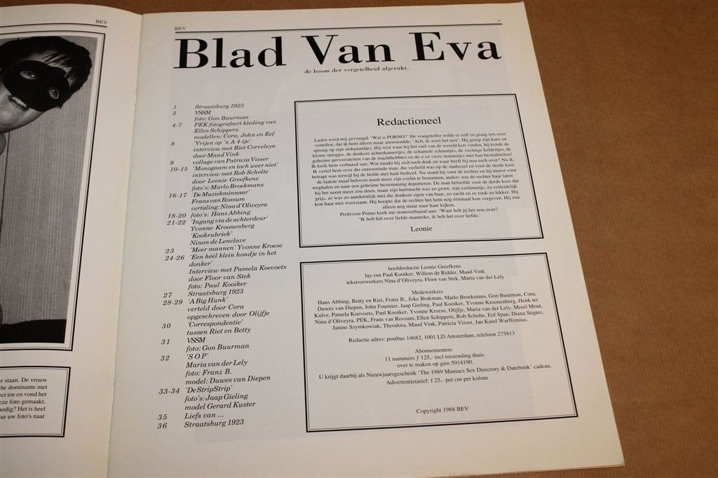 BEV Blad van Eva 1989 — Erotiek, Scholte, Paul Kooiker, Boeken, Ophalen of Verzenden, Gelezen, Muziek, Film of Tv