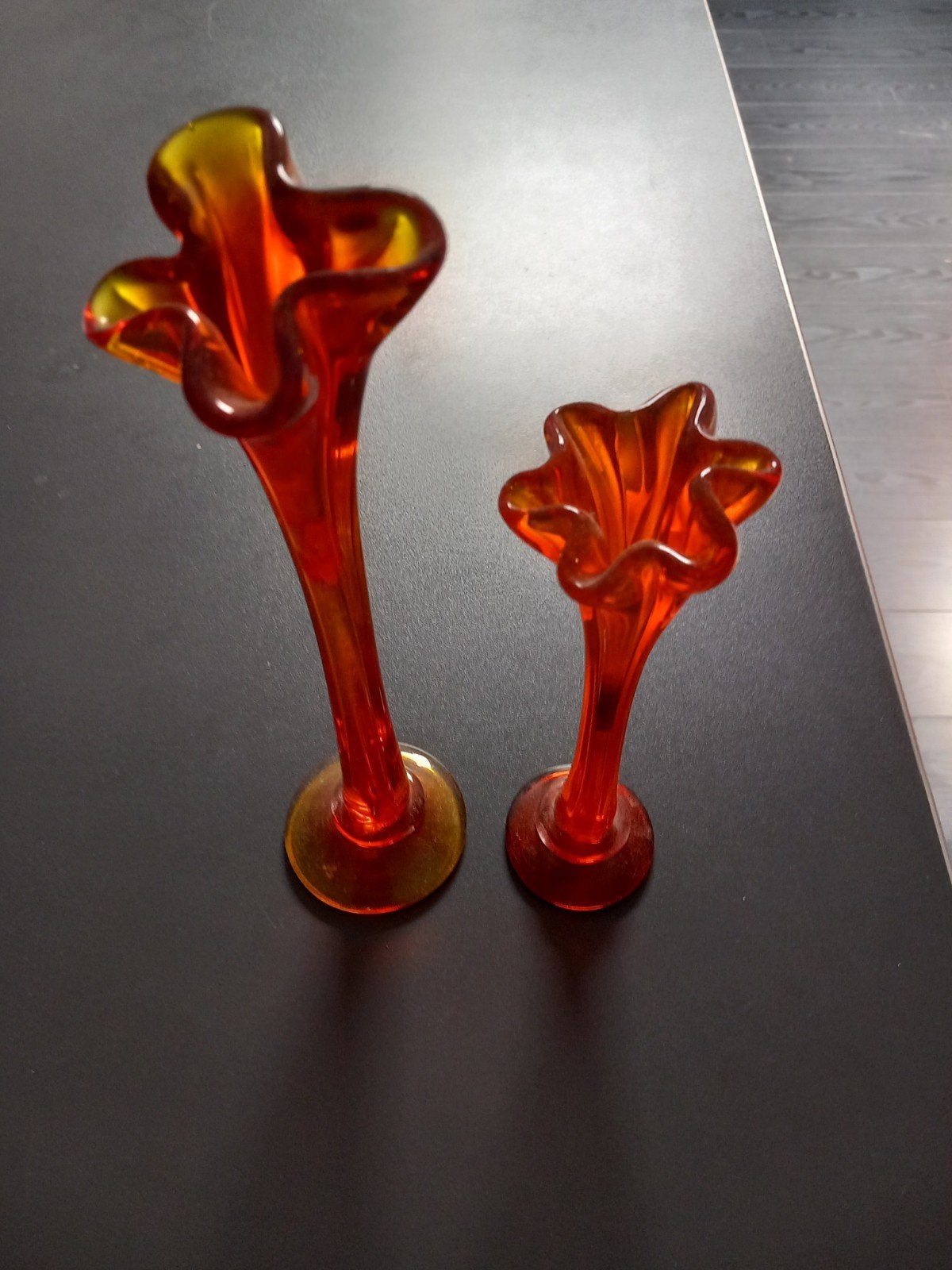 Vintage glazen fluitglazen, jaren 70.Handgeblazen, Ophalen of Verzenden