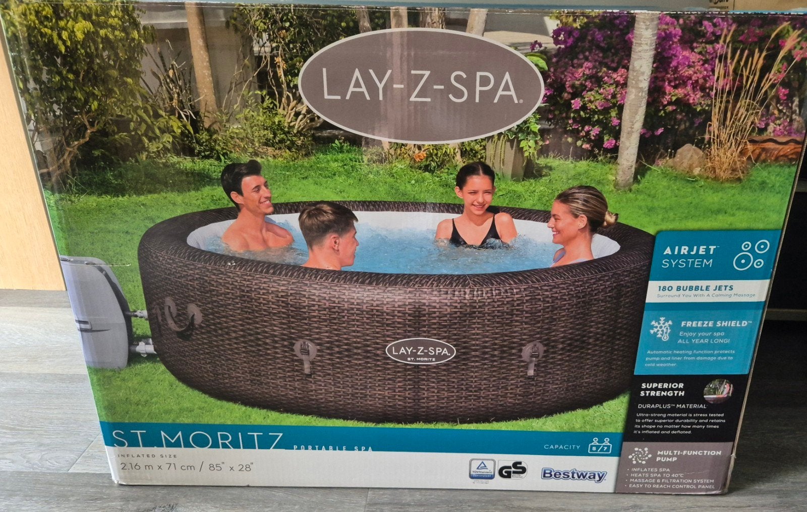 Lay-Z-Spa St. Moritz AirJet opblaasbare spa 5-7 personen, Ophalen, Zo goed als nieuw, Filter, Opblaasbaar