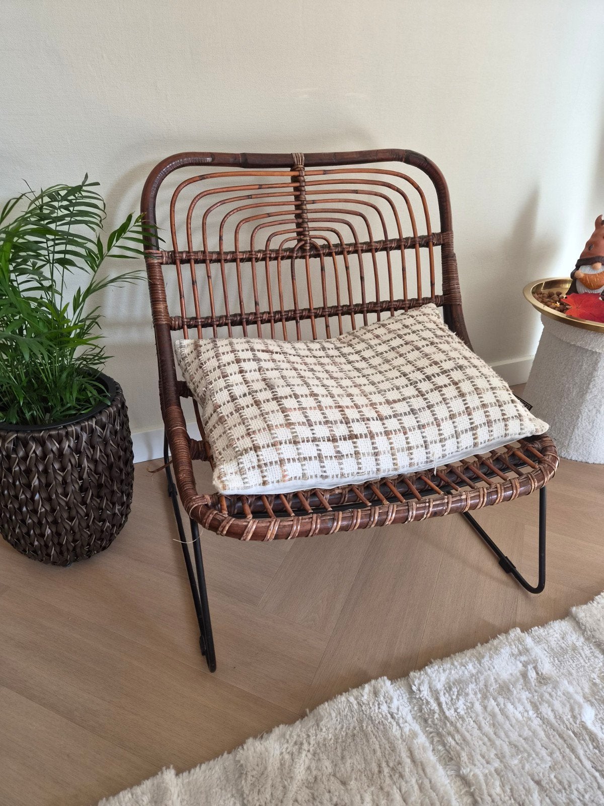 Rieten lifestyle stoel, Ophalen, Gebruikt, Bruin, Riet of Rotan