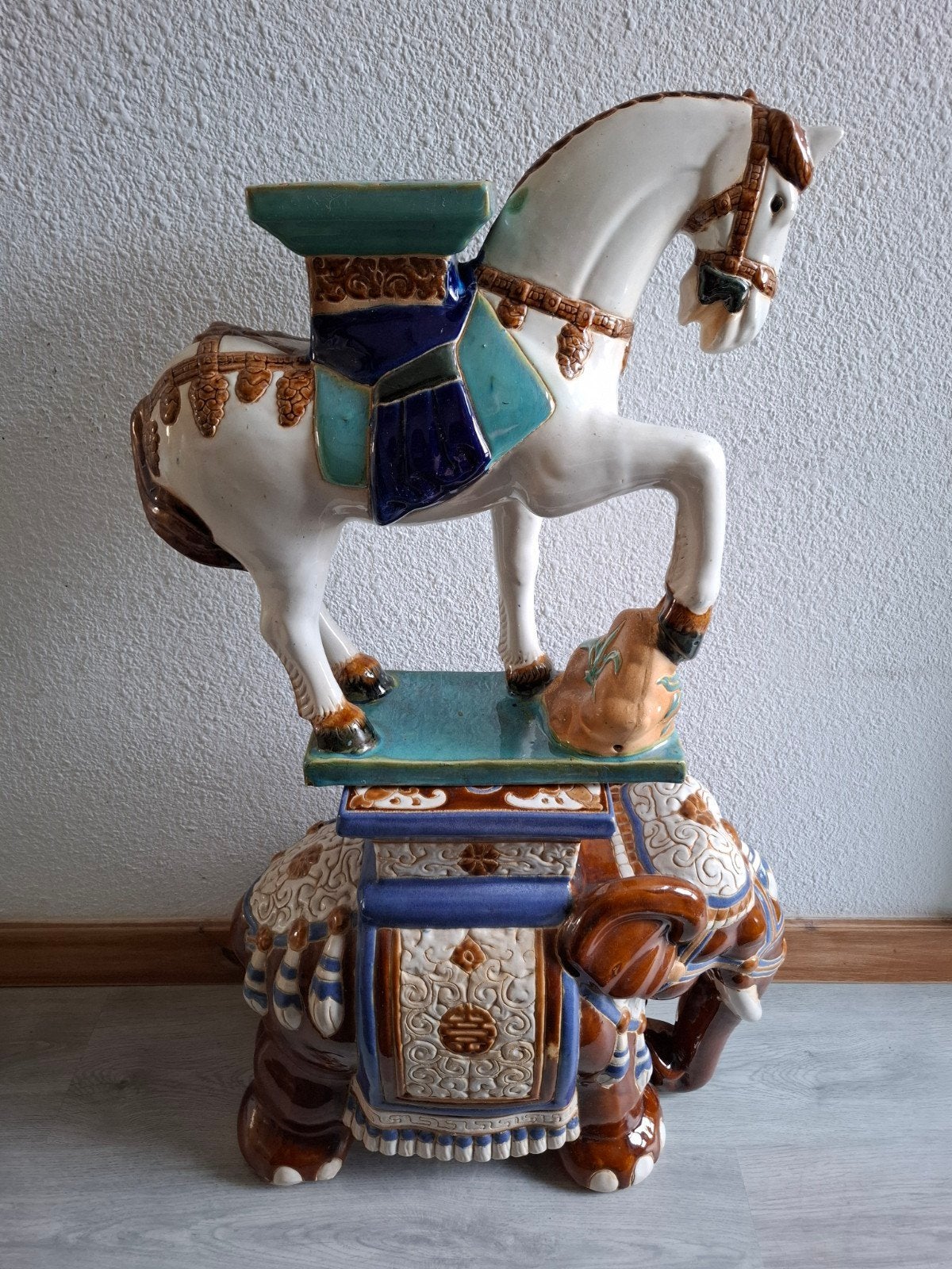 Vintage XXL planten tafel PAARD Keramiek BoHo Zeldzaam, Ophalen