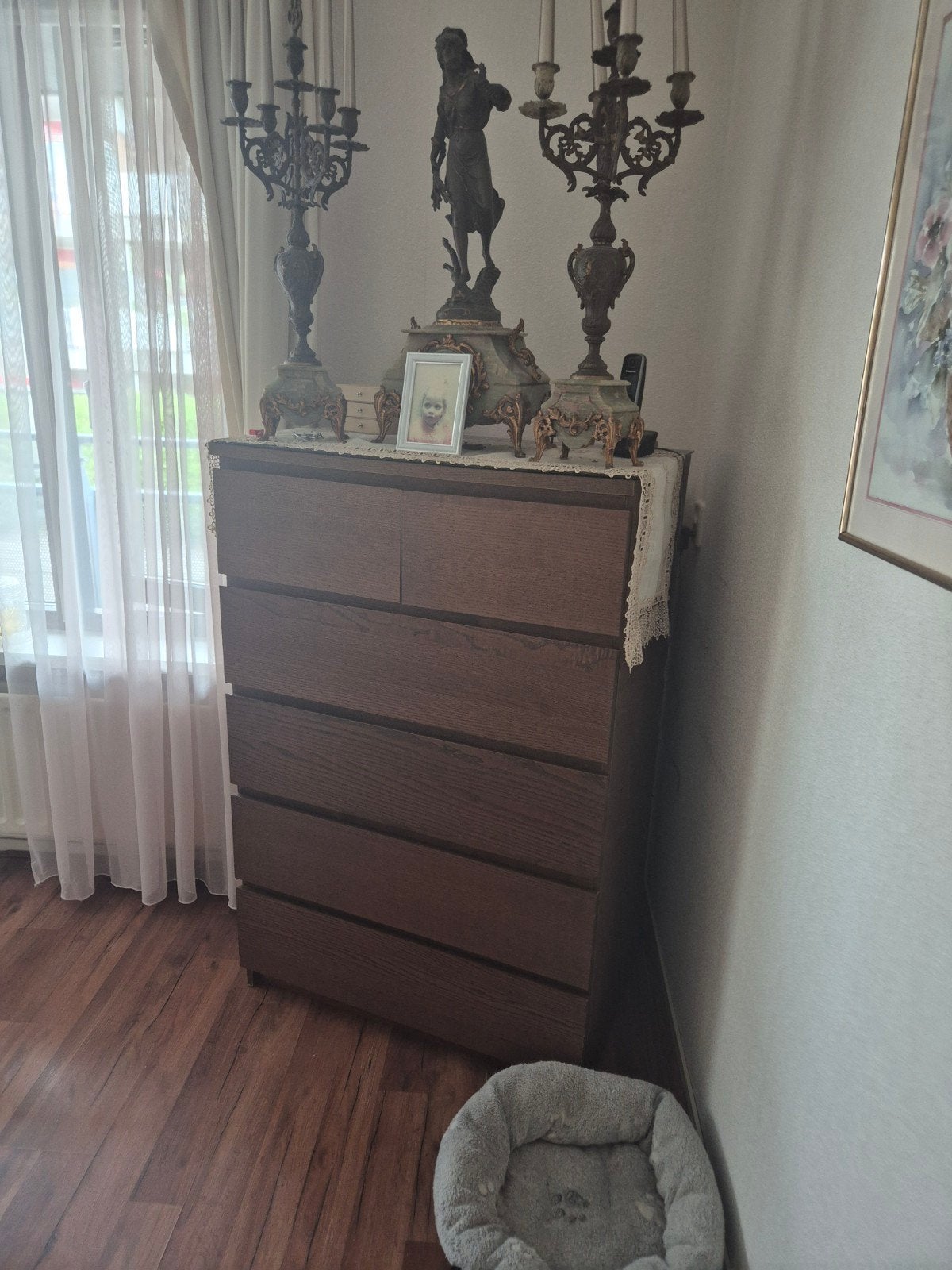 Donkere ladenkast - 90 cm breed, 150 cm hoog, Huis en Inrichting, Kasten | Ladekasten, Gebruikt, 5 laden of meer, 150 tot 200 cm