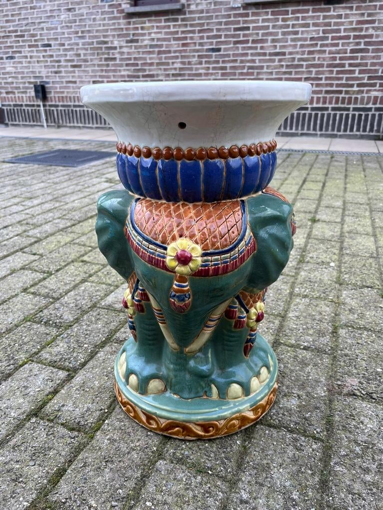 Keramieken olifant platenstandaard (bijzettafel/bohodecor), Ophalen of Verzenden