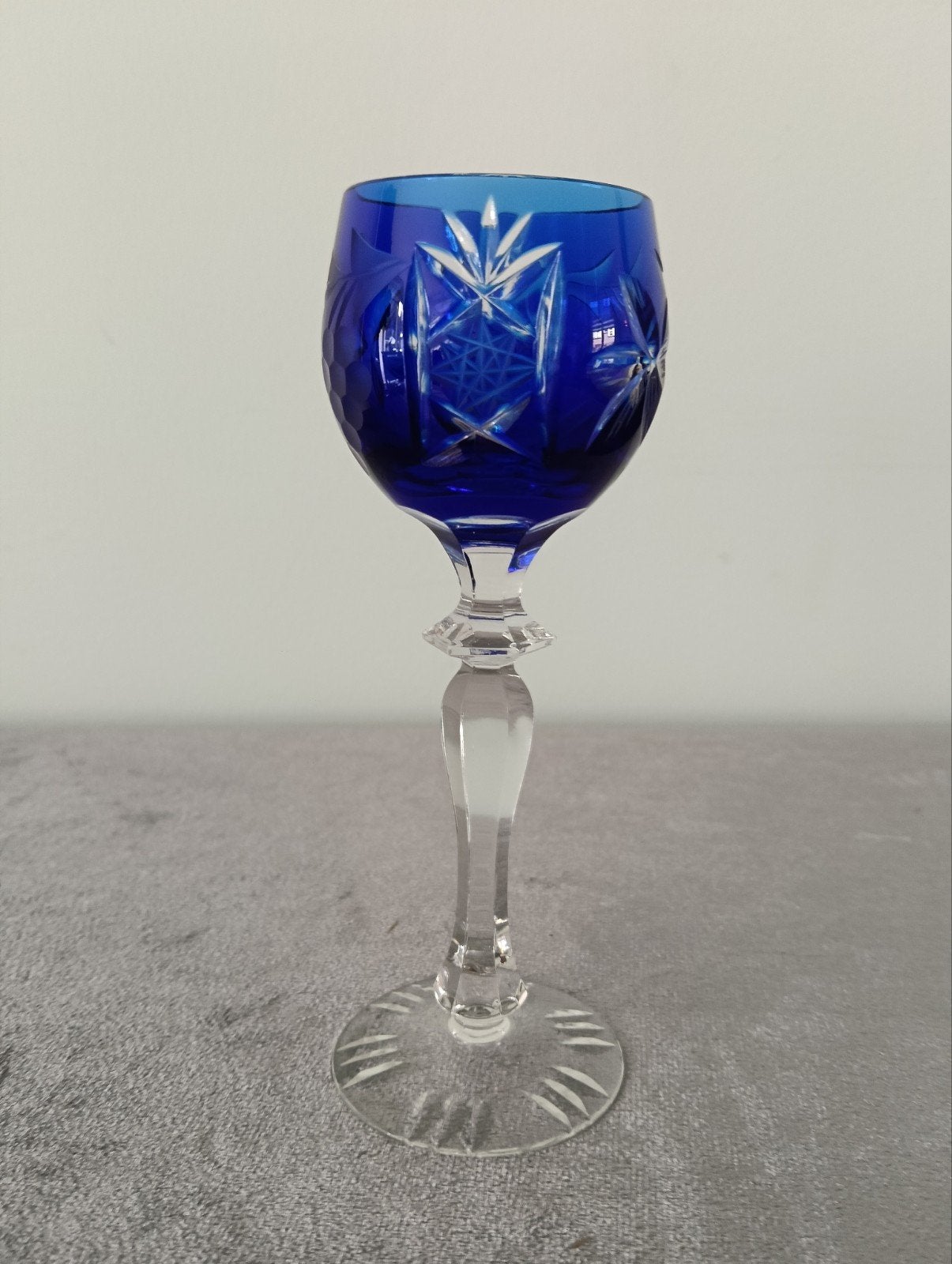 boheems kristallen glas blauw, Ophalen of Verzenden