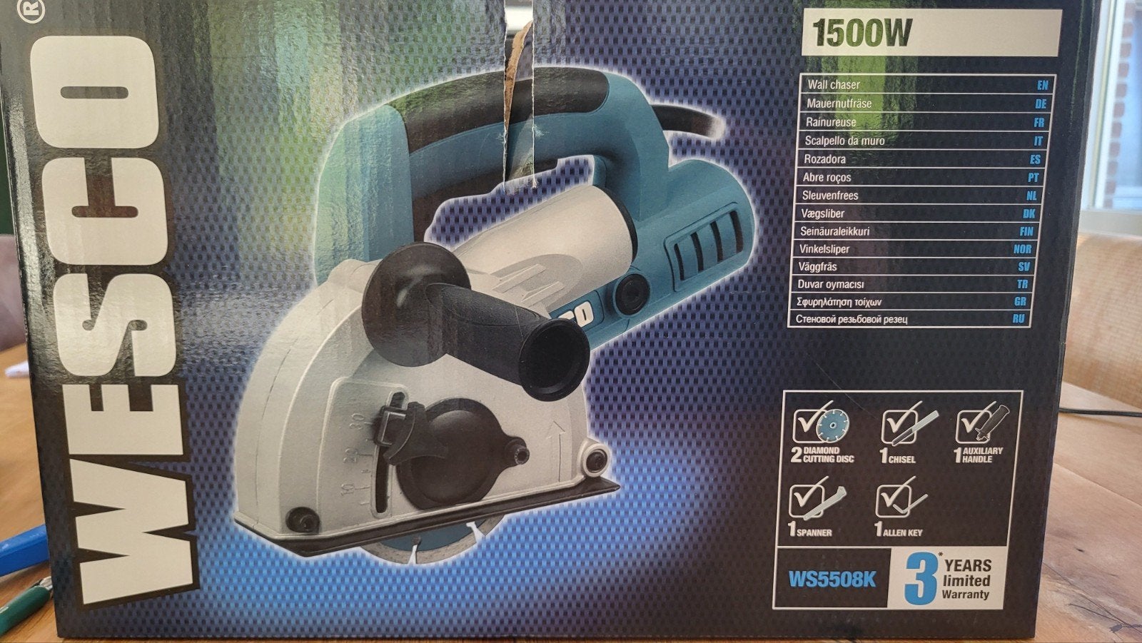 Wesco Muurfrees 1500W -  met 3 jaar garantie, Doe-het-zelf en Verbouw, Ophalen of Verzenden, Zo goed als nieuw, Overige typen