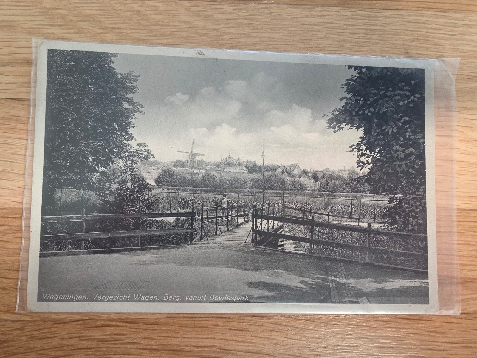 Oude ansichtkaart Wageningen: Vergezicht Wagen. Berg, molen, Ophalen of Verzenden, 1940 tot 1960, Gelopen, Gelderland