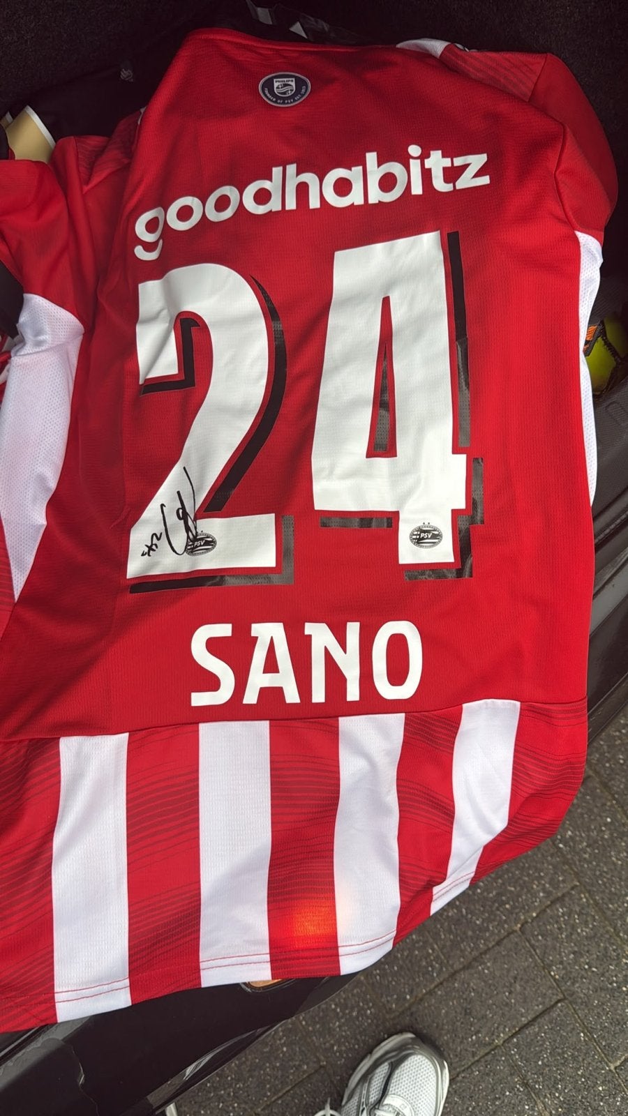 Gesigneerd PSV Sano shirt - Maat M, Maat M, Ophalen of Verzenden, Zo goed als nieuw, Shirt