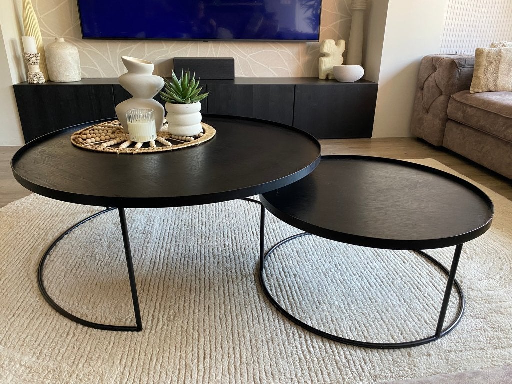 Salontafels zwart Ethnicraft Loods 5, Ophalen, Gebruikt, 50 tot 100 cm, Rond