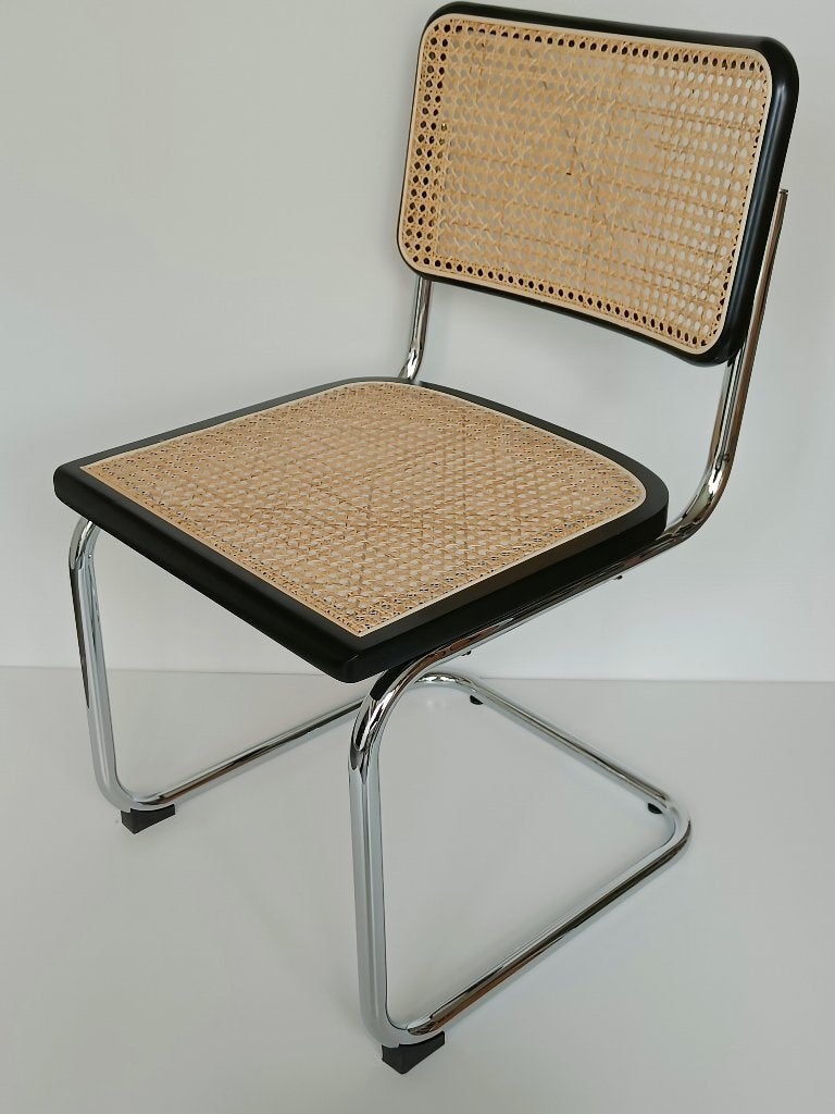 8x Thonet stijl Cesca Breuer buisstoel zwart rotan webbing, Hout, Zwart, Nieuw, Ophalen of Verzenden