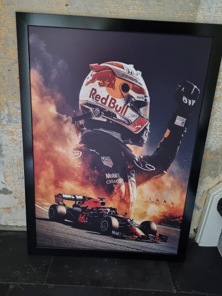 Max Verstappen met zwarte lijst, Ophalen, Zo goed als nieuw, 50 tot 75 cm, Schilderij