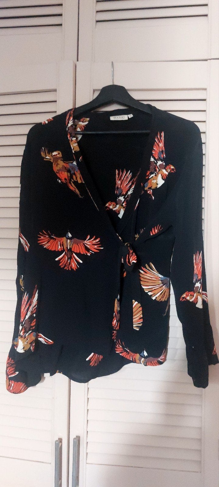 Masai Blouse Maat L met Strikceintuur, Kleding | Dames, Zwart, Maat 42/44 (L), Ophalen of Verzenden, Masai